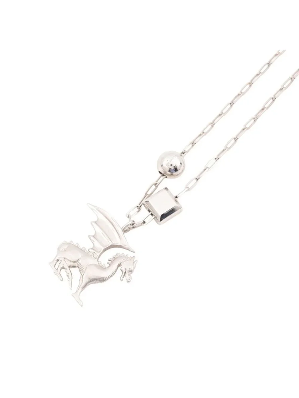 Hermes Necklace Talisman Dragon Motif Metal Ascending Sari